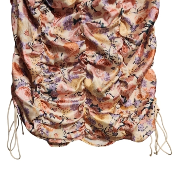 NWOT For Love And Lemons X Victoria Secret Gardenia Floral Ruched Mini Dress XS - Picture 5 of 16